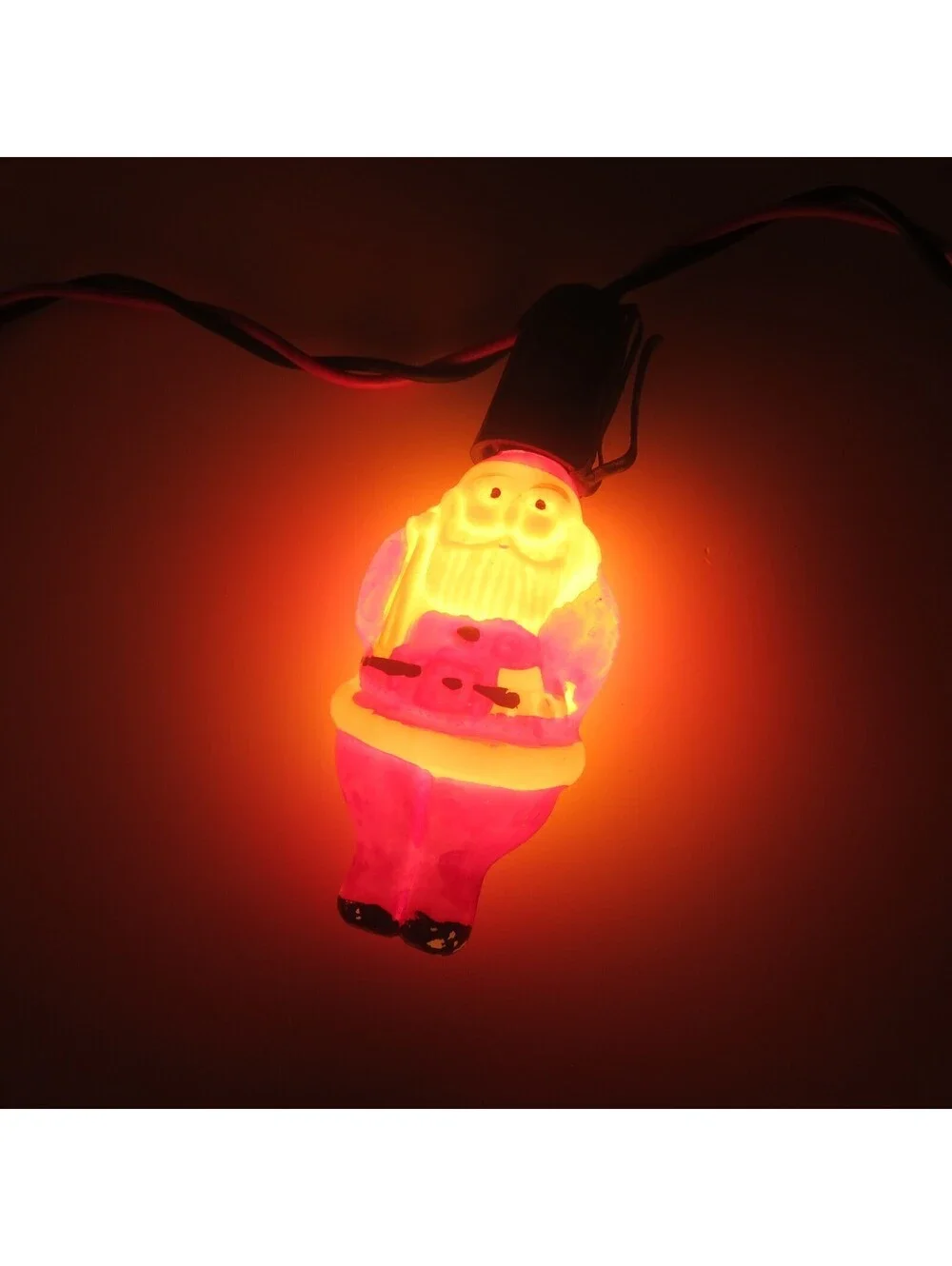 Vintage Santa Claus Christmas Milk Glass Light Bulb Figural Toy Sack Japan WORKS